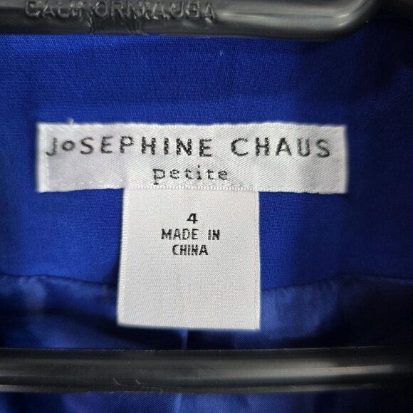 Womens Josephine Chaus Petite 100% Silk Royal Blue Blazer Jacket Lined Size 4 - Picture 2 of 7